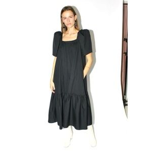 Nakd Puff-Sleeve Scoop Midi Dress Size 34/XS